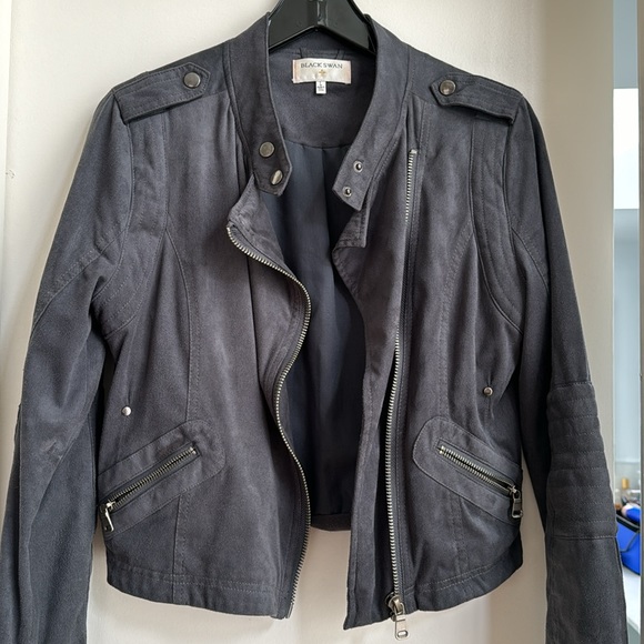 Black Swan Suede Jacket in Blue Stone - Picture 4 of 10